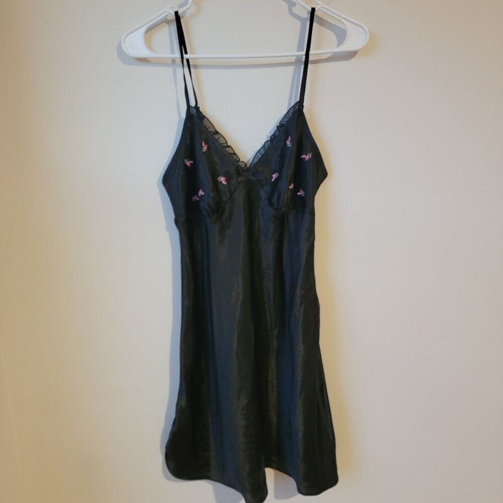 Adonna Babydoll Slip‎ Dress Size Medium Floral Whimsigoth Coquette y2k Lace Neck